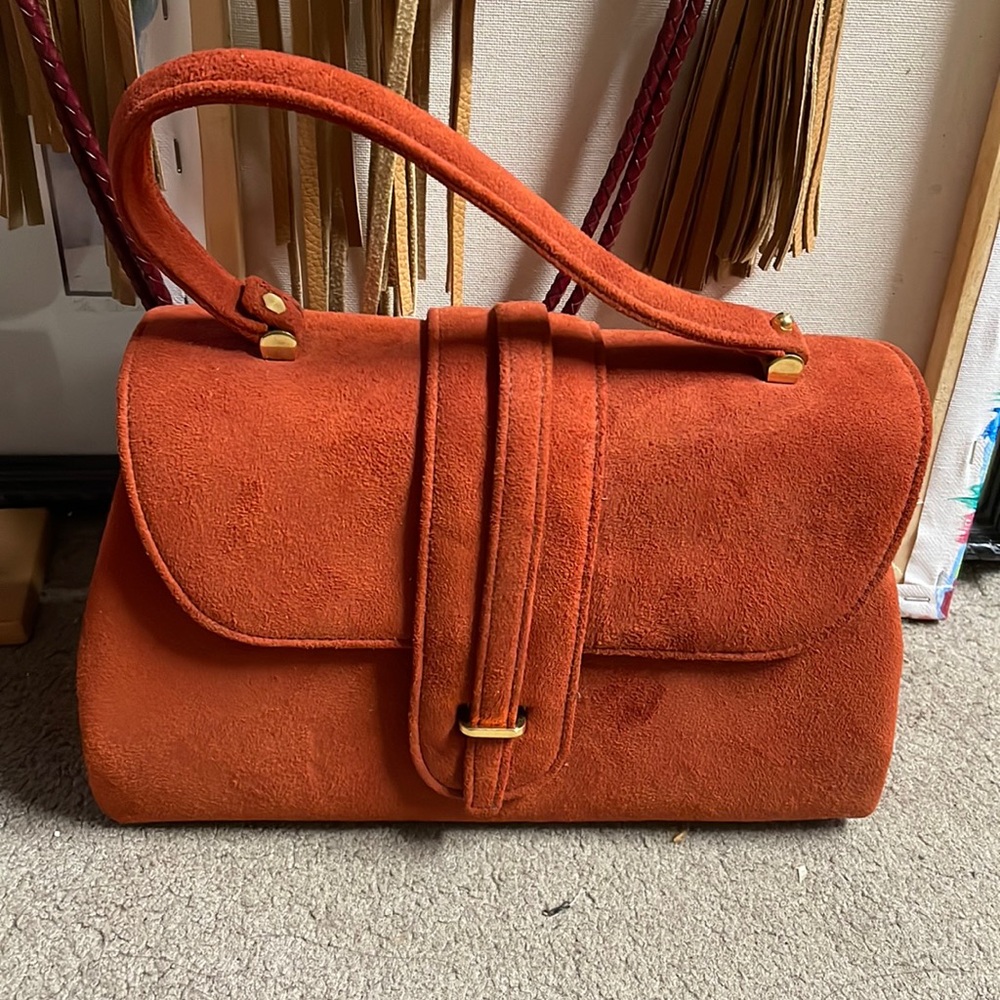 Vintage  suede handbag/purse brown orange
